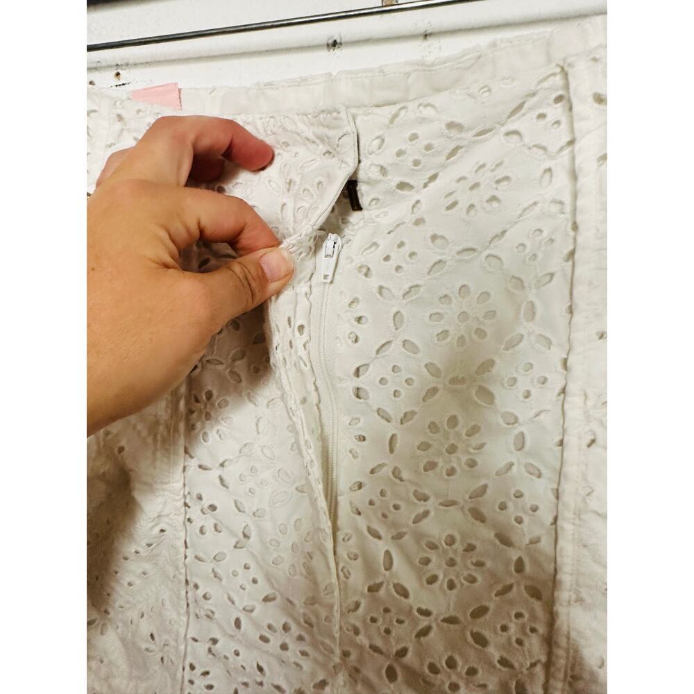 VERONICA BEARD White 100% Cotton Lace Eyelet Scalloped Cuff Riggs Pants Size 8 - Picture 6 of 14